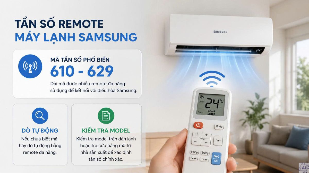 Tần số remote máy lạnh Samsung là bao nhiêu?
