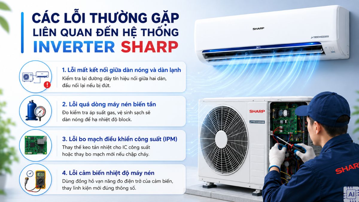 Các lỗi thường gặp liên quan đến hệ thống Inverter Sharp