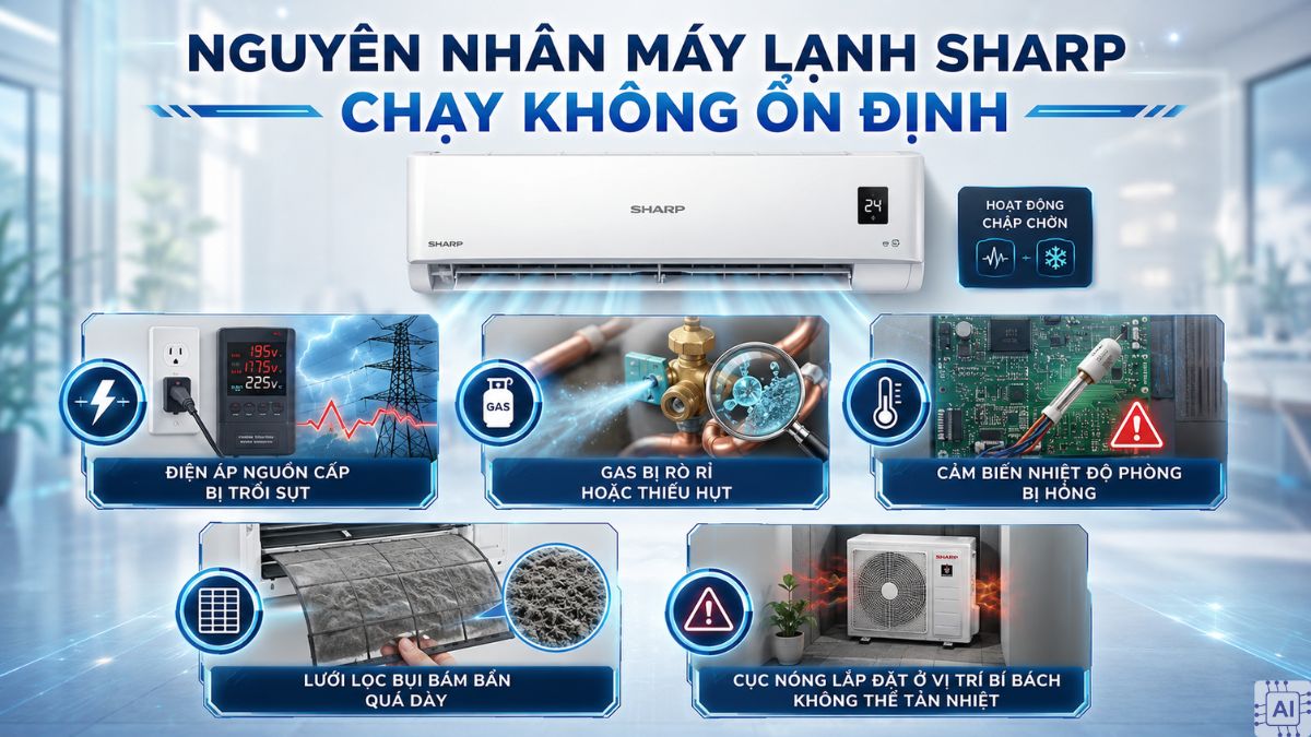 Nguyên nhân máy lạnh Sharp chạy không ổn định
