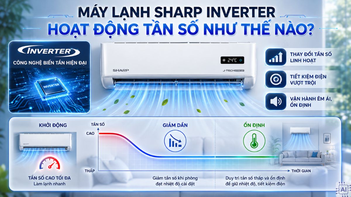 Máy lạnh Sharp Inverter hoạt động tần số như thế nào?