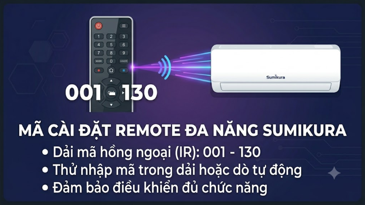 Tần số remote máy lạnh Sumikura là bao nhiêu?