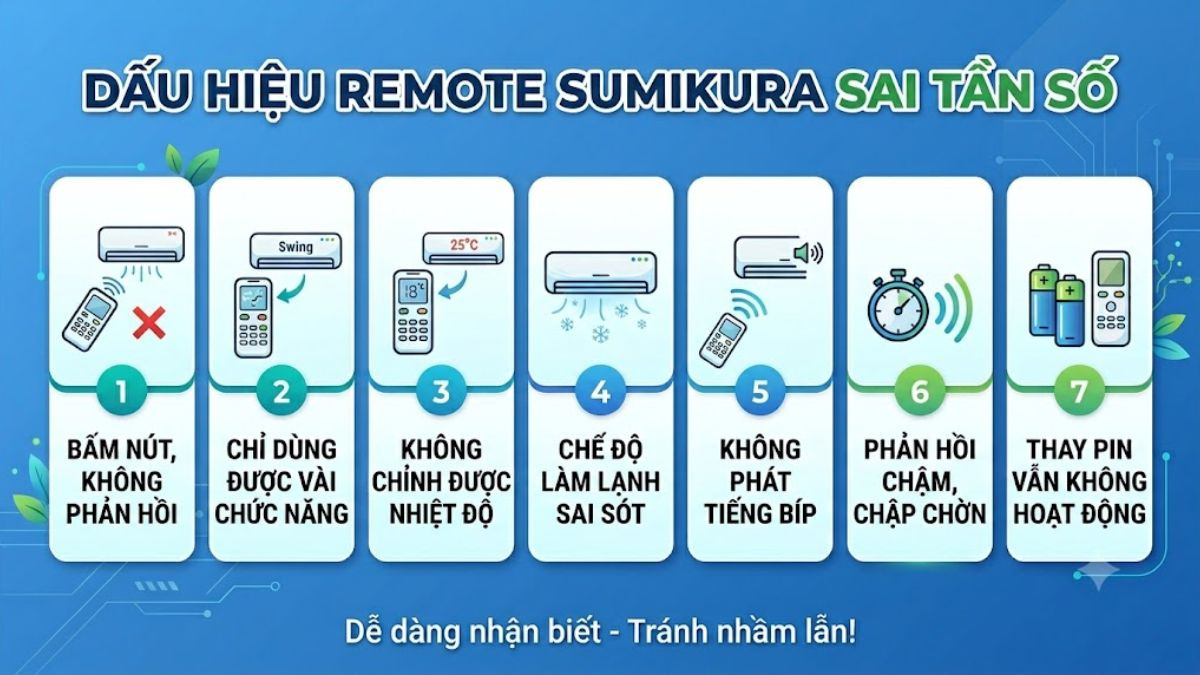 Dấu hiệu remote máy lạnh Sumikura bị sai tần số