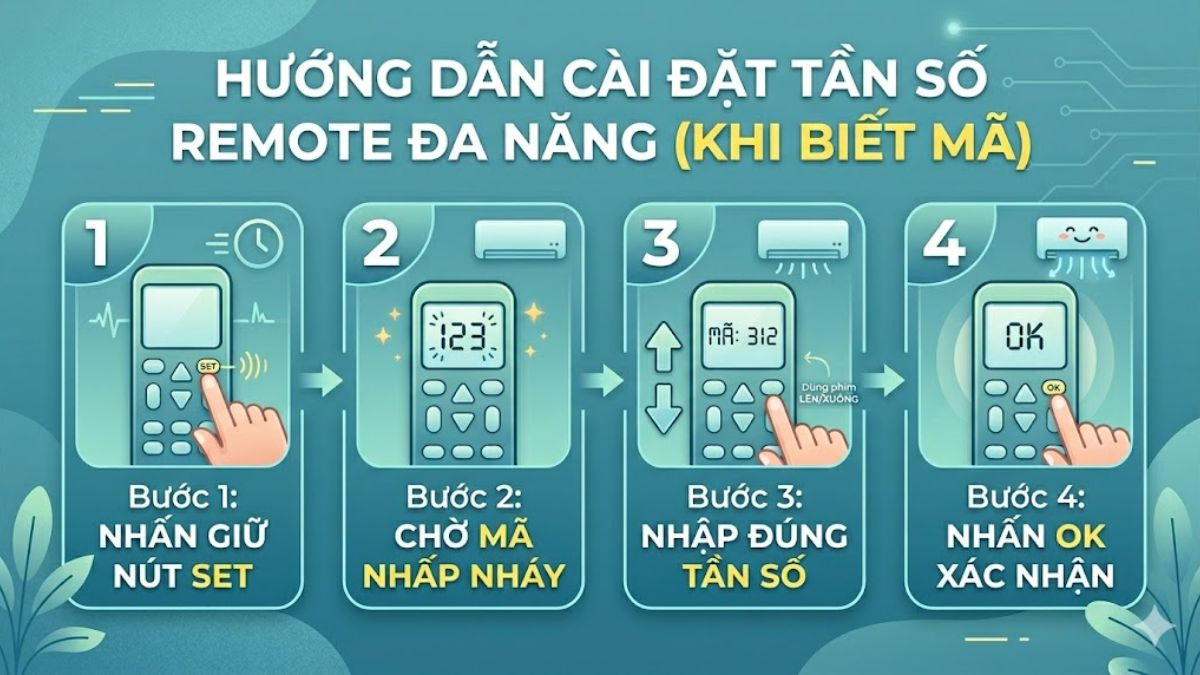 Cách dò và cài đặt tần số máy lạnh khi đã biết tần số