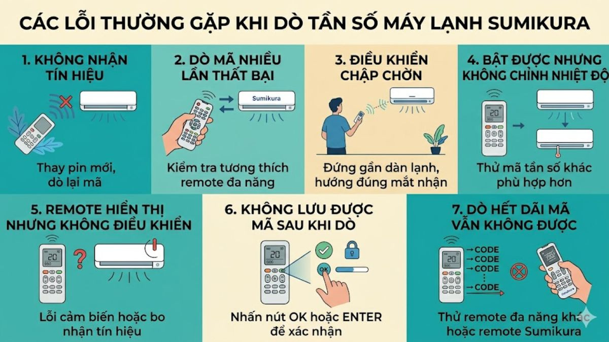 Các lỗi thường gặp khi dò tần số máy lạnh Sumikura