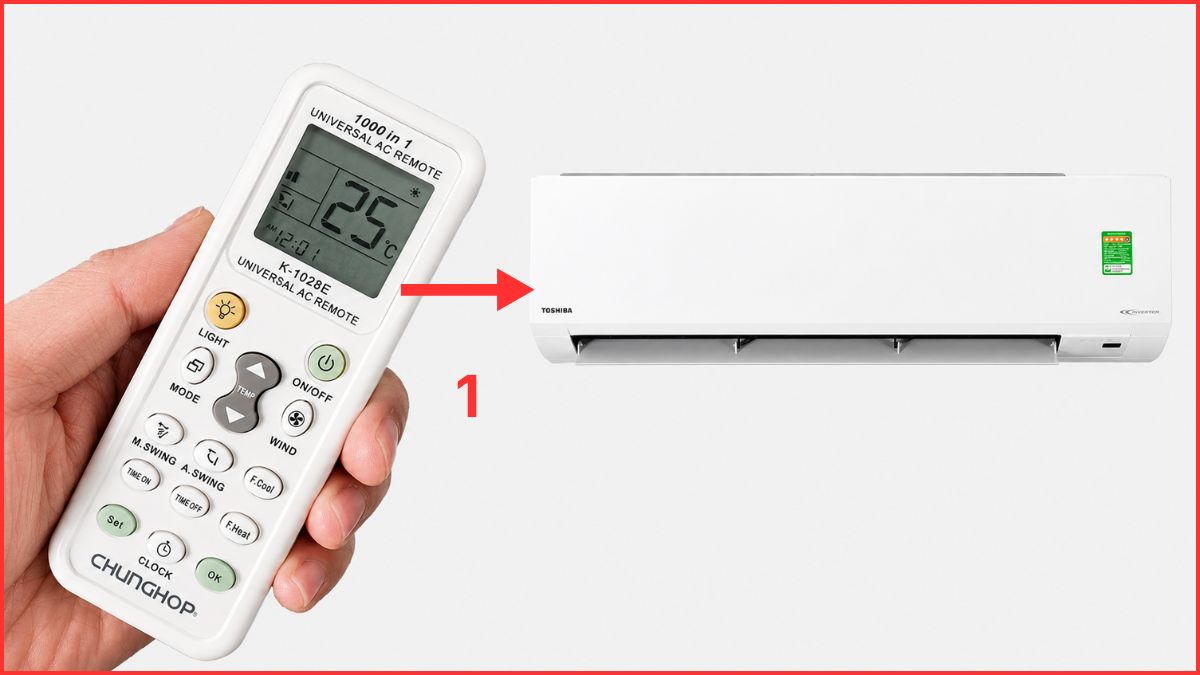 Cách dò tần số máy lạnh Toshiba tự động bước 1