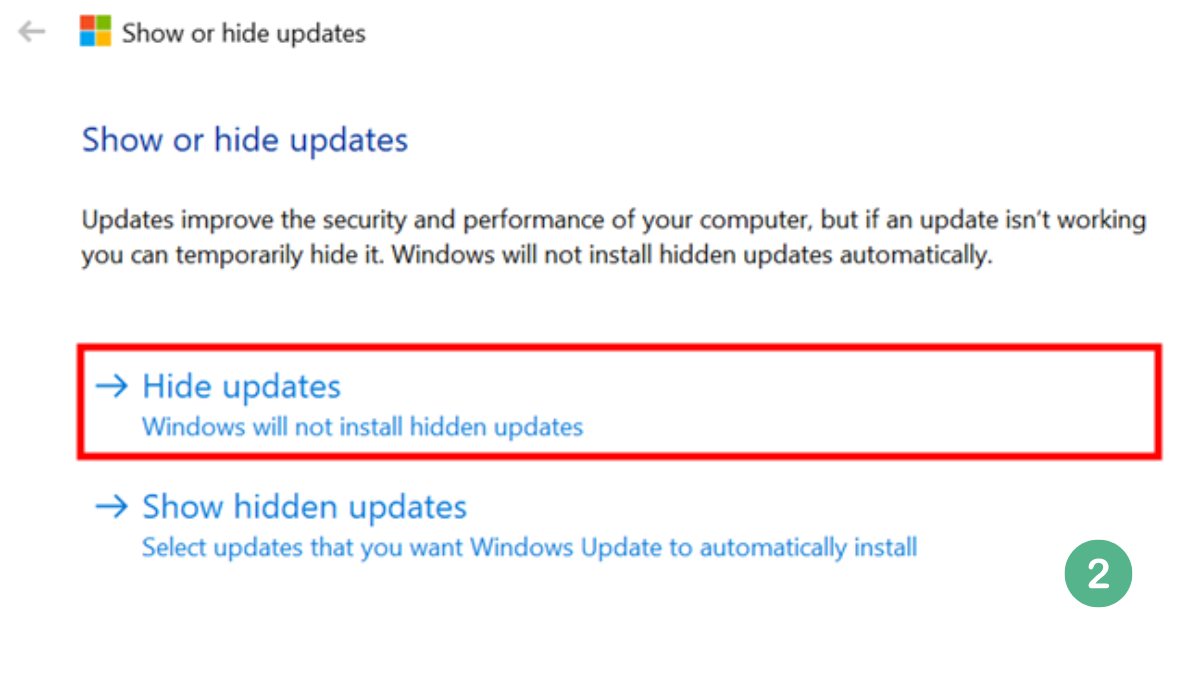 tắt update win 10 vĩnh viễn bằng Show or hide updates
