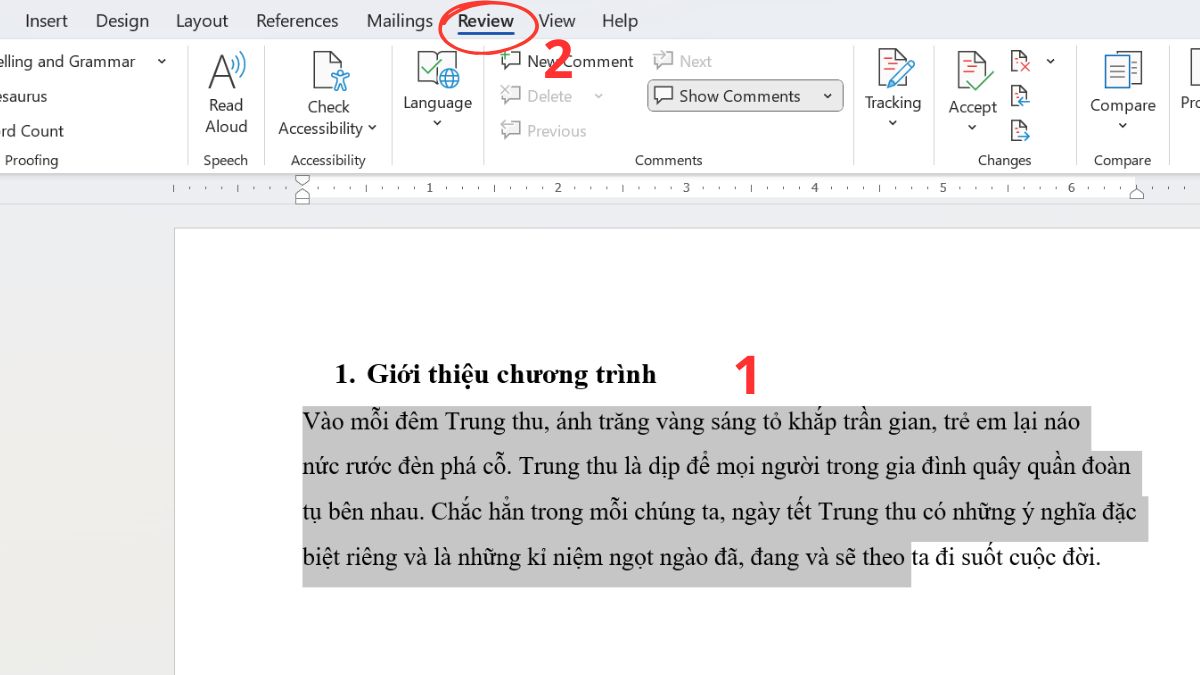 Cách tắt gạch chân đỏ trong Word MacBook cho đoạn cụ thể bước 1