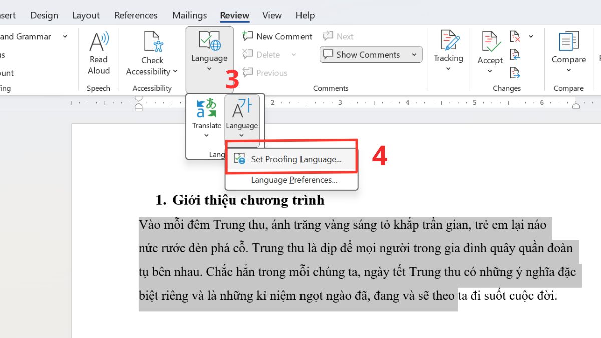 Cách tắt gạch chân đỏ trong Word MacBook cho đoạn cụ thể bước 2