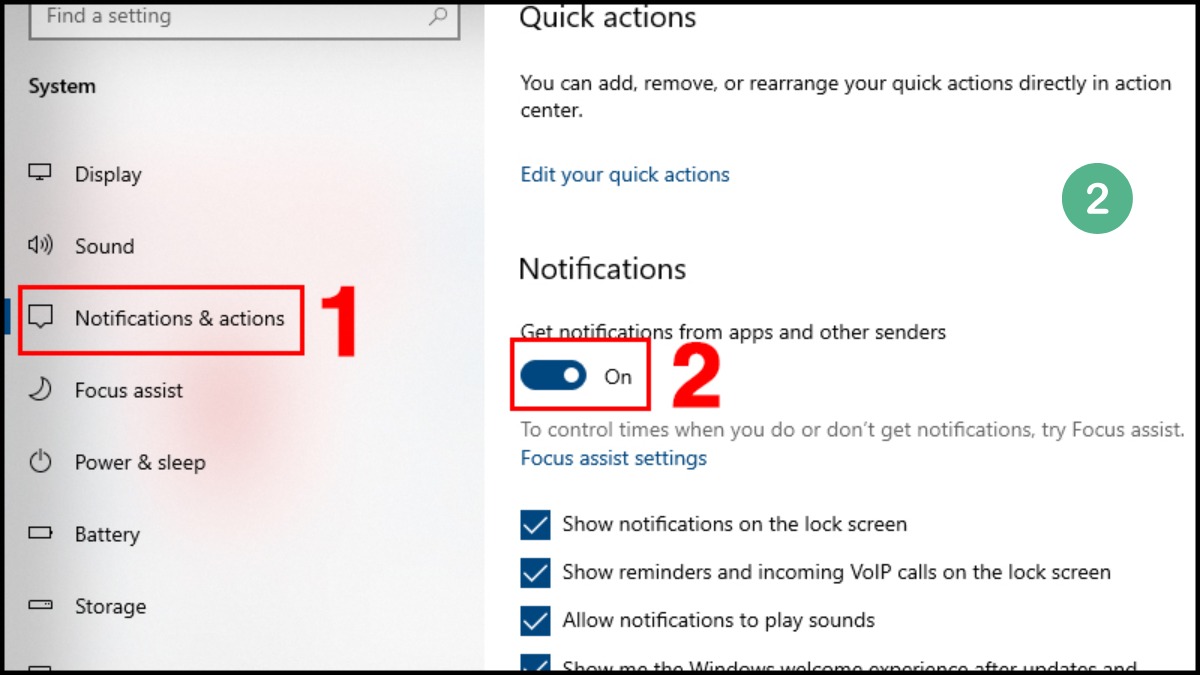 Thông qua Settings để tắt thông báo win 10