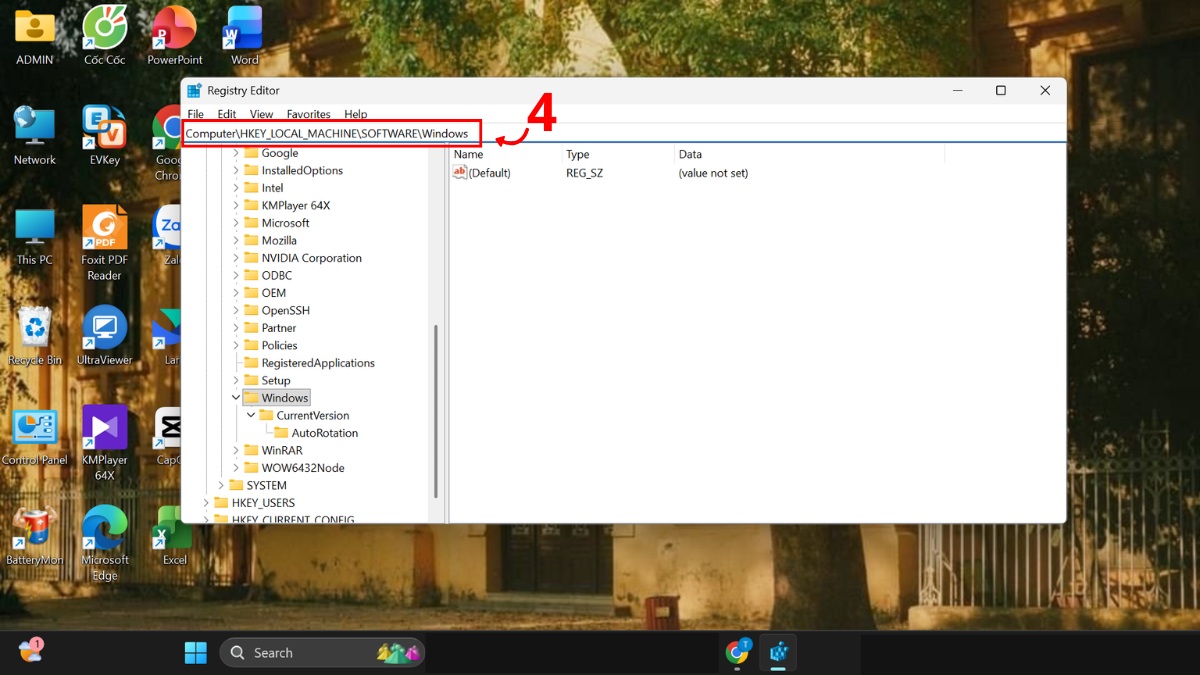 tắt update Win 11 qua registry editor bước 2