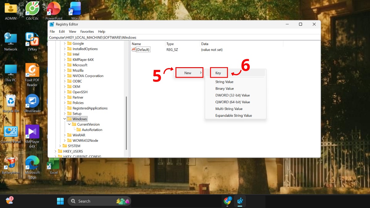 tắt update Win 11 qua registry editor bước 3