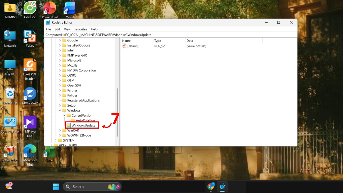 tắt update Win 11 qua registry editor bước 3 còn lại