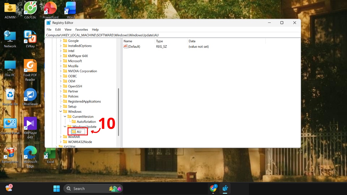 tắt update Win 11 qua registry editor bước 4 còn lại