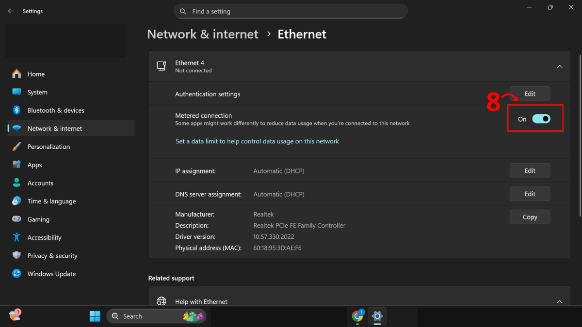 tắt update Win 11 qua cài đặt mạng bước 5