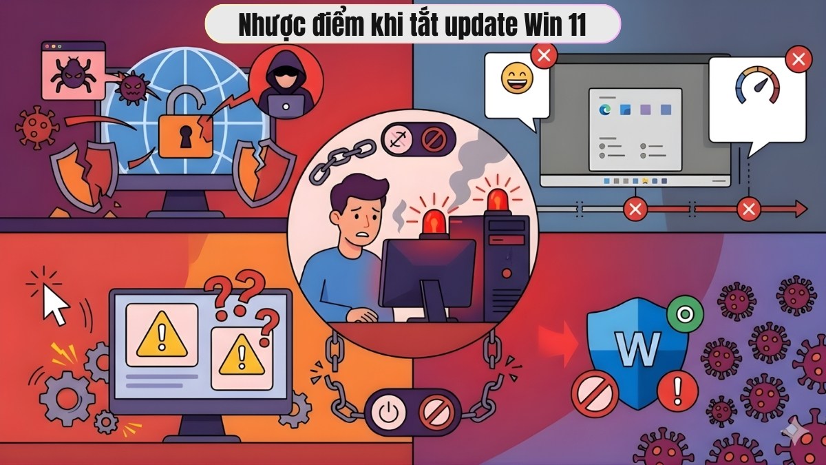 nhược điểm khi tắt update Win 11