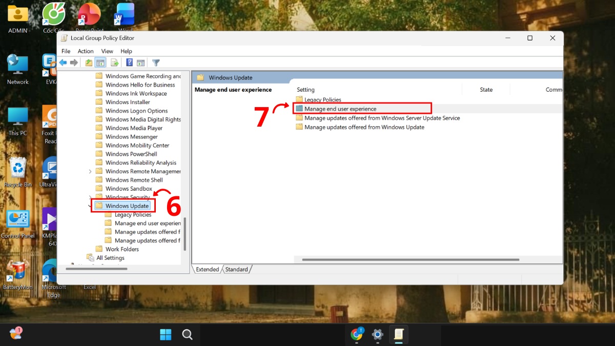 tắt update Win 11 qua Group Policy Editor bước 3