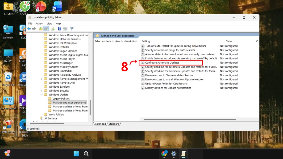 tắt update Win 11 qua Group Policy Editor bước 4