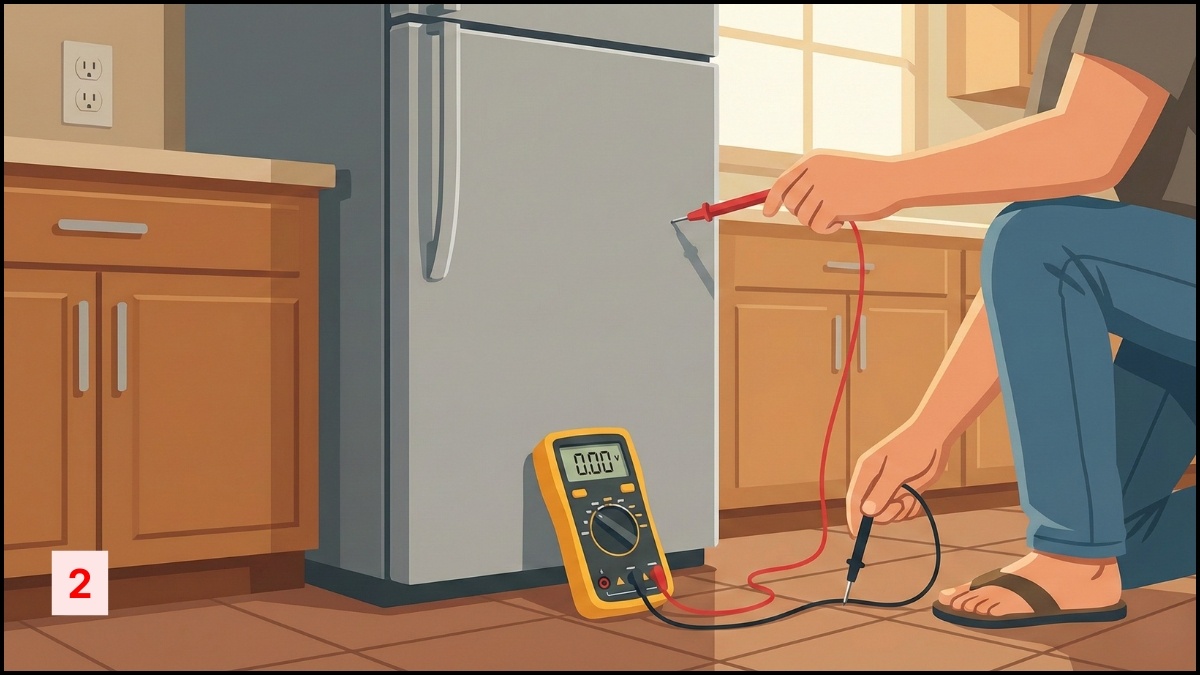 Cách kiểm tra tủ lạnh bị rò điện bằng đồng hồ đo điện bước 2