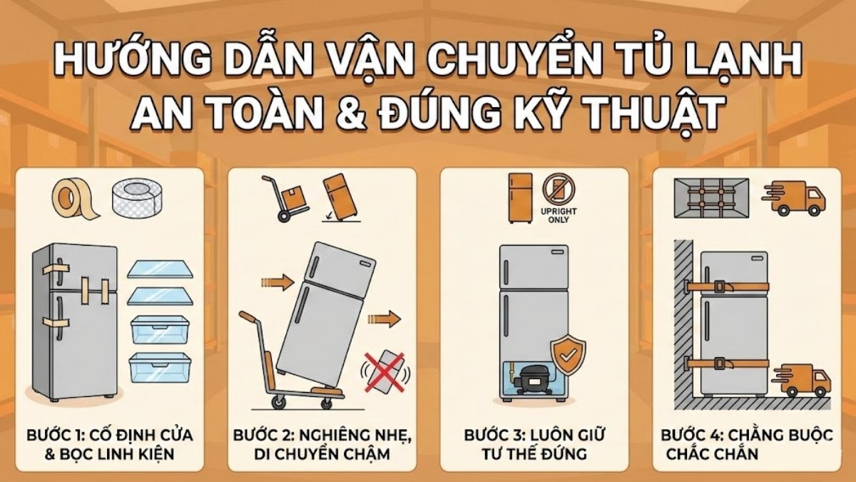 Hướng dẫn vận chuyển tủ lạnh đúng kỹ thuật