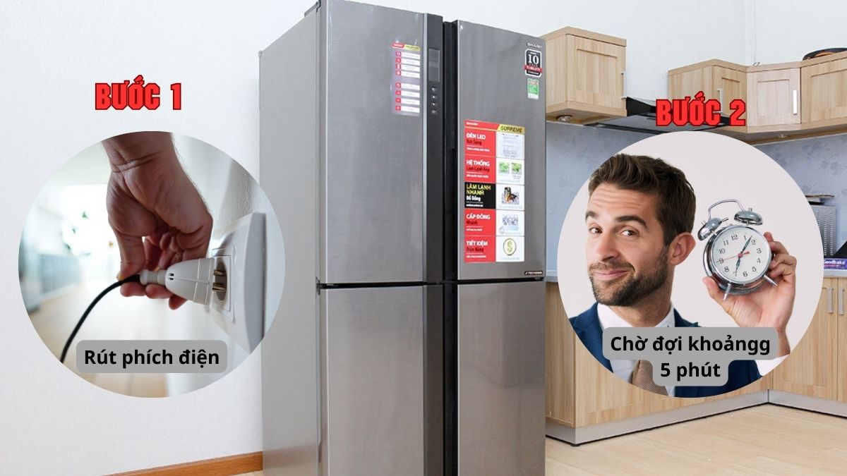 Reset nguồn tủ lạnh để kiểm tra lỗi tạm thời