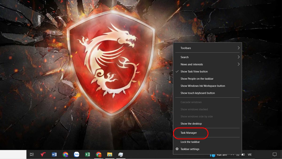 cách mở Task Manager trên máy tính windows - bước 2