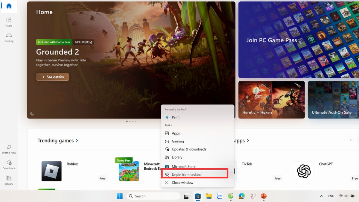 Ghim hoặc gỡ ghim ứng dụng bất kỳ trên Taskbar - bước 3
