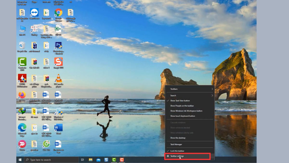 Ẩn hoặc hiện thanh Taskbar - bước 1