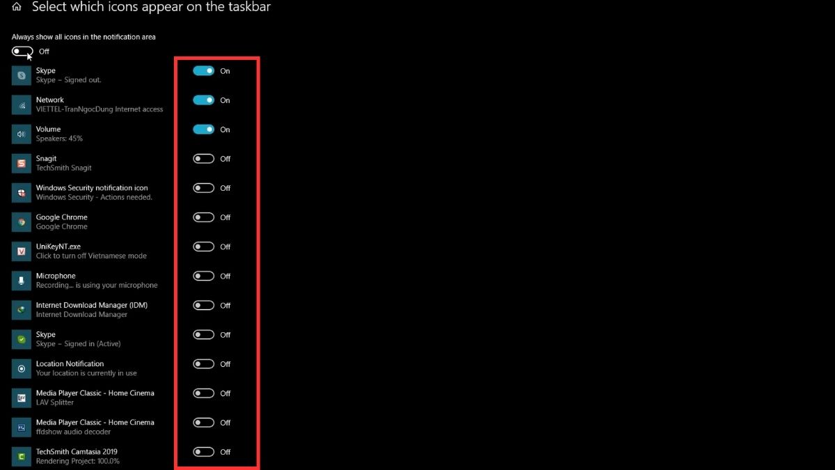 Khôi phục các biểu tượng hệ thống trên thanh Taskbar - bước 2