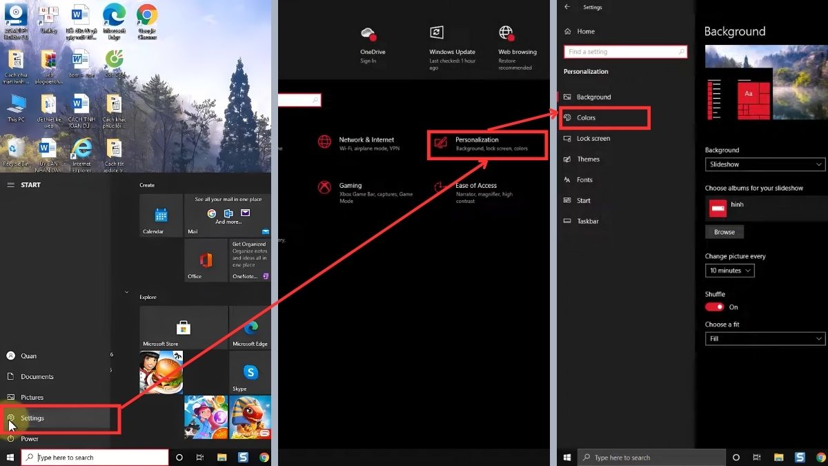 Thay đổi màu sắc thanh Taskbar - bước 1