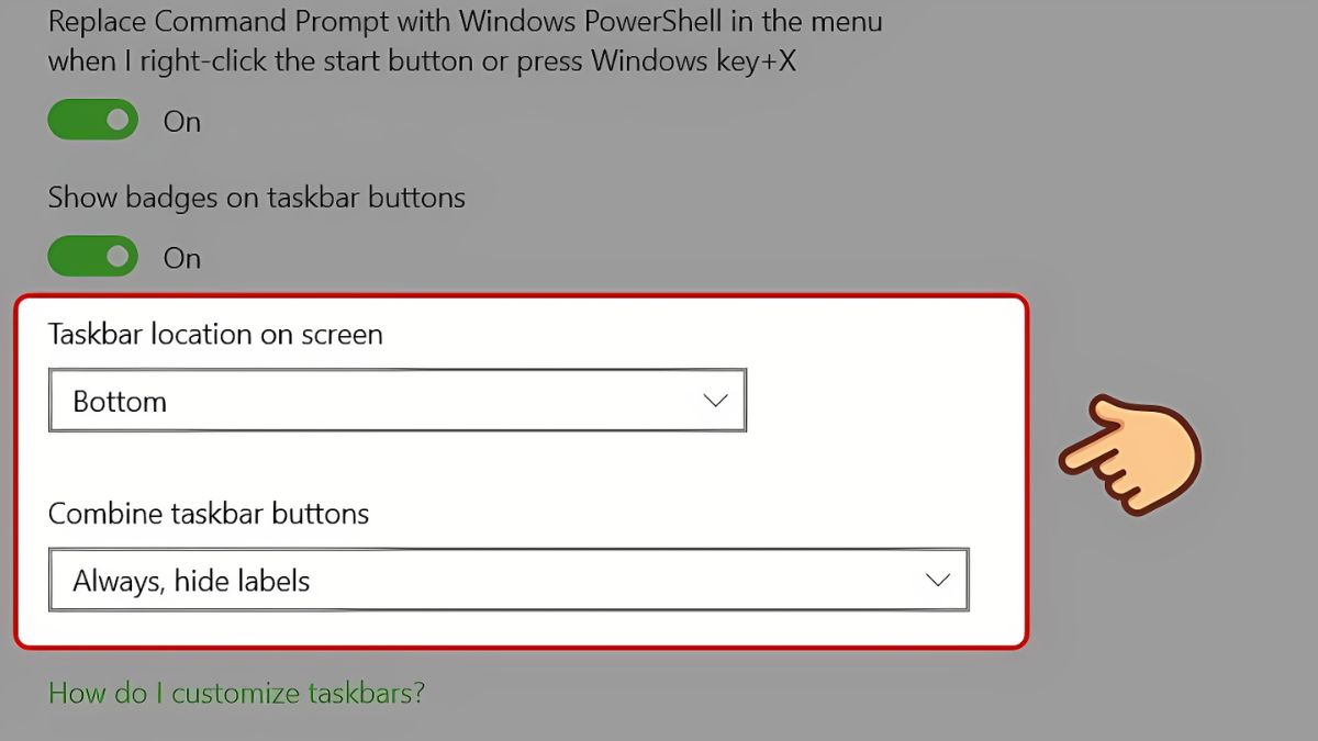 Thay đổi vị trí của thanh Taskbar - bước 2