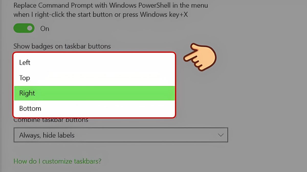 Thay đổi vị trí của thanh Taskbar - bước 3