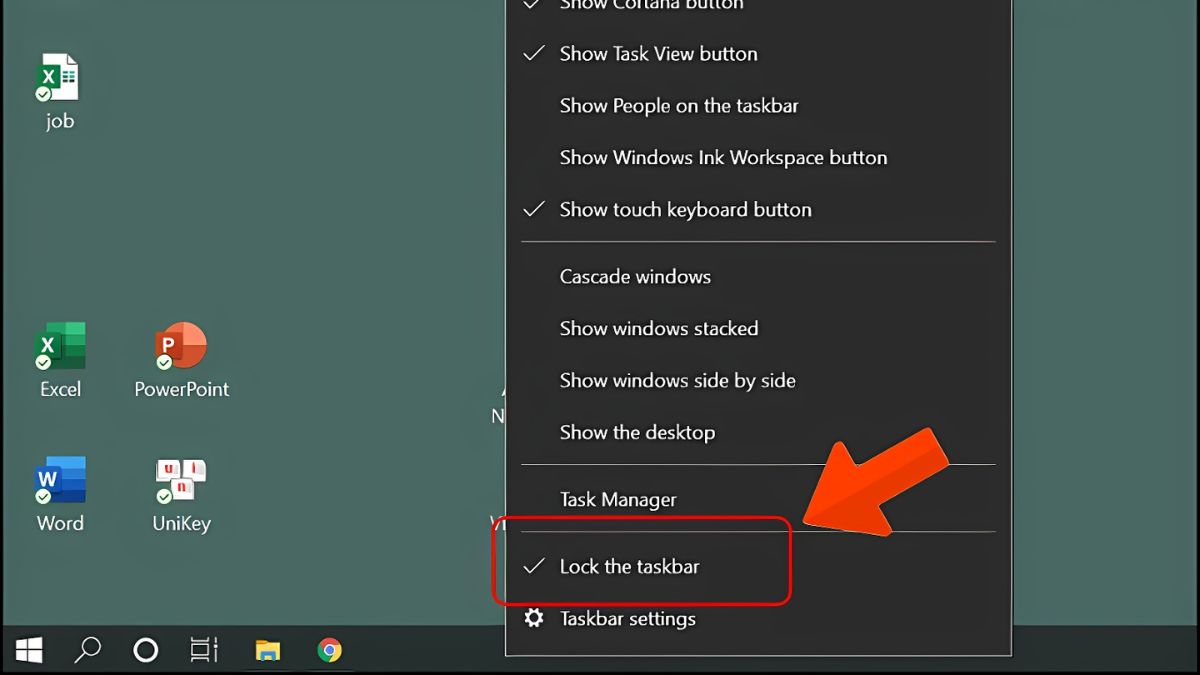 Thay đổi kích thước thanh Taskbar - bước 1
