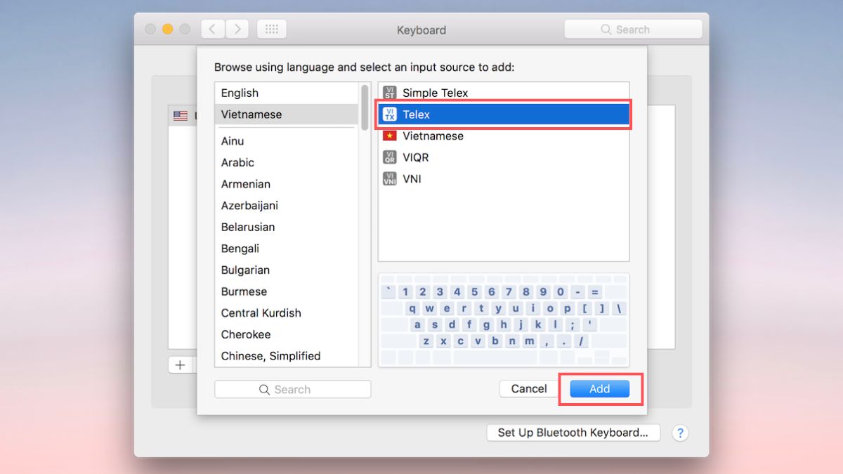 Hướng dẫn bật và sử dụng Telex trên máy tính trên macos - bước 2+