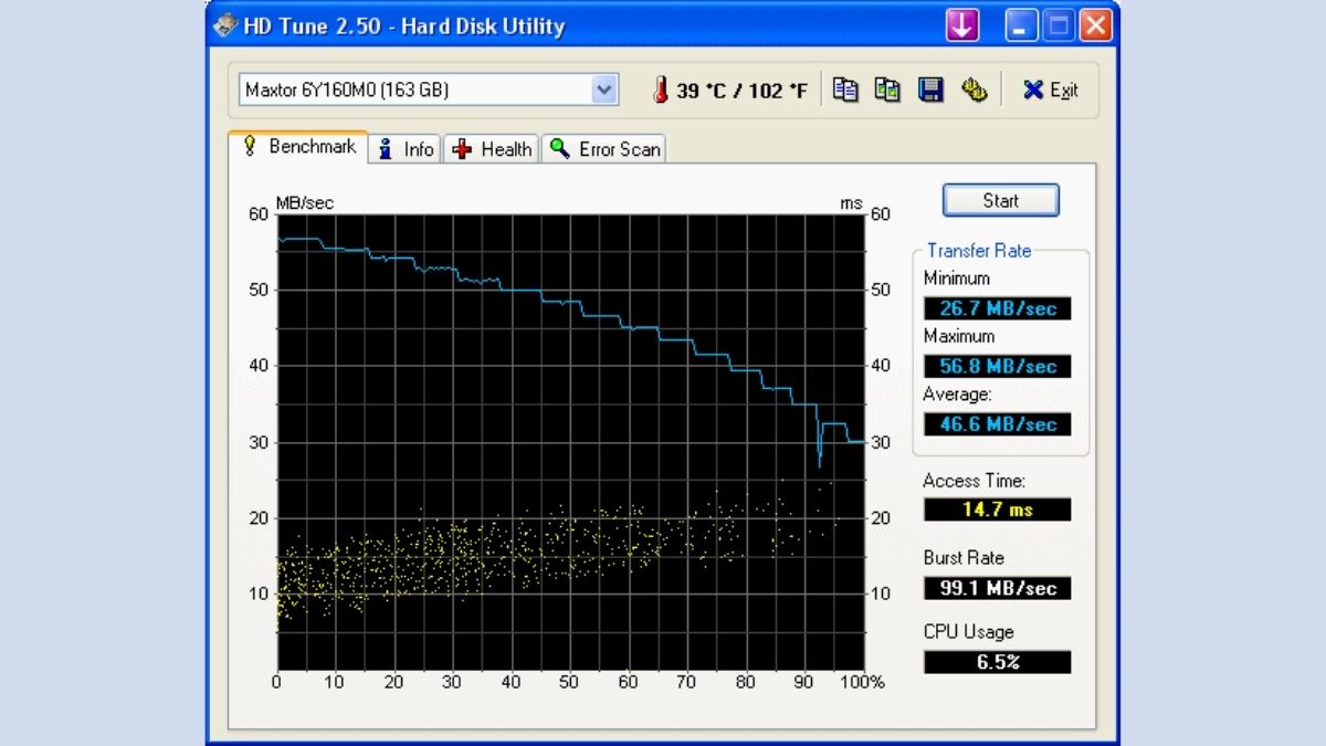 công cụ test tốc độ ổ cứng - HD Tune