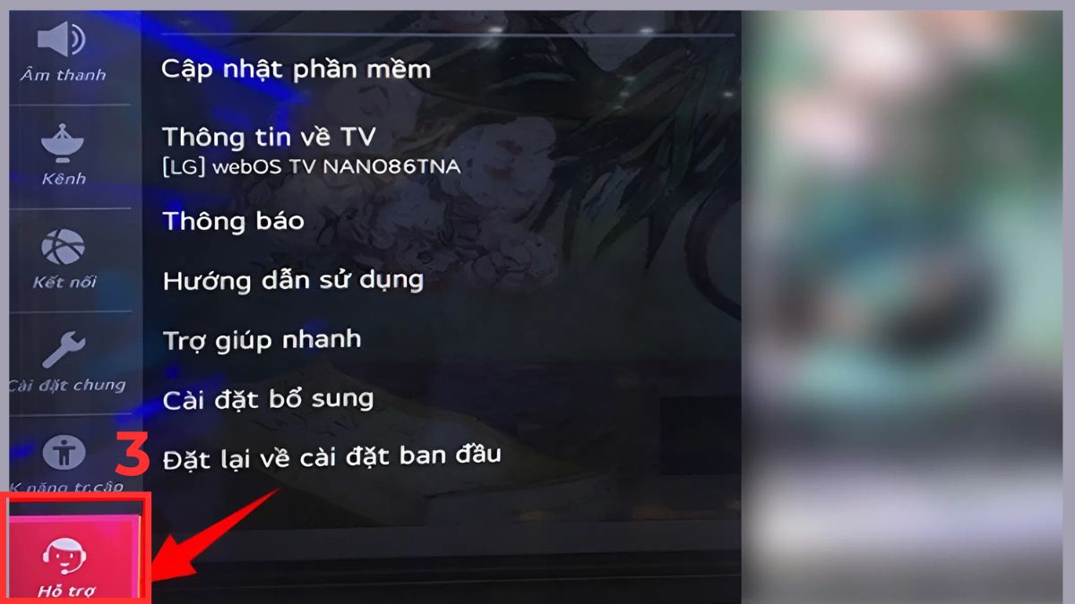 Reset hoặc cập nhật phần mềm tivi LG bước 3