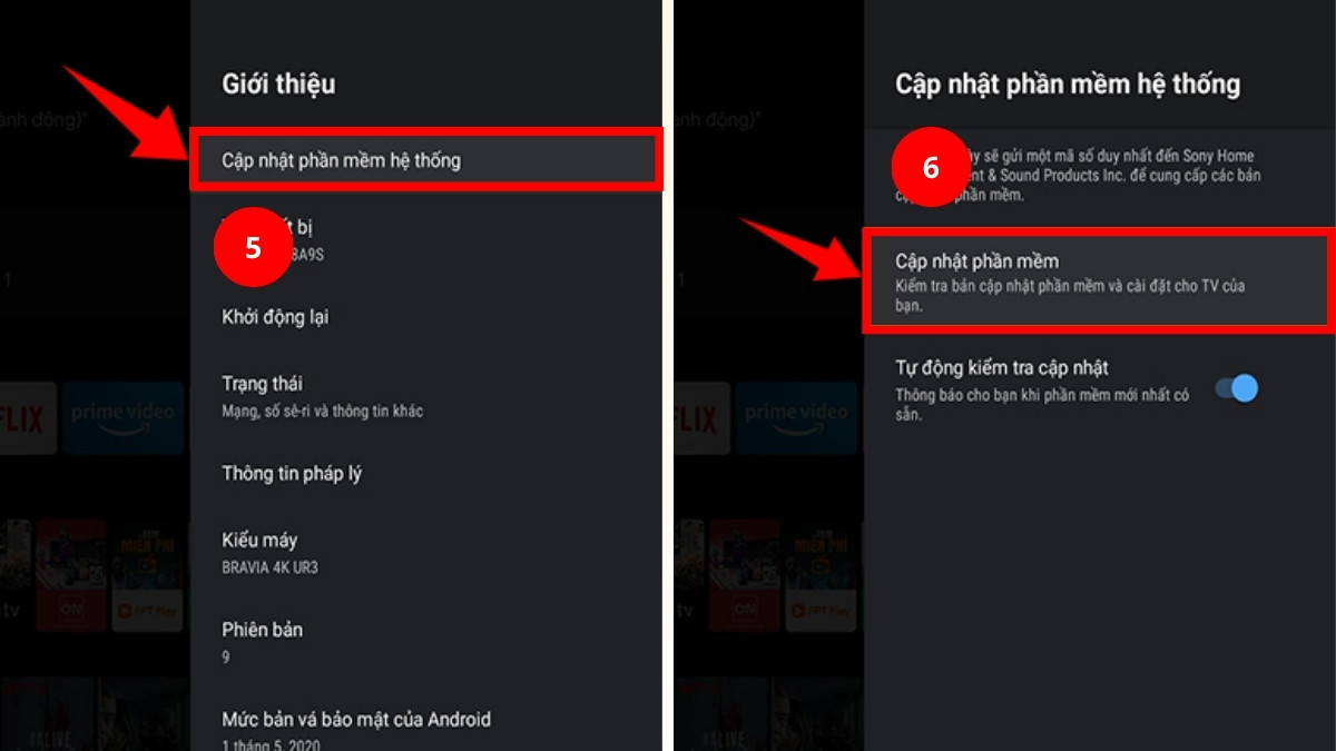 khắc phục tivi Sony bị chớp đèn đỏ bằng cập nhật phần mềm bước 3