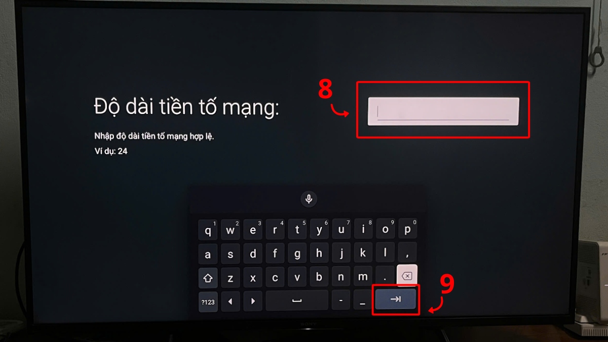 khắc phục tivi Sony không kết nối được WiFi bằng thay đổi địa chỉ IP bước 4 tiếp theo