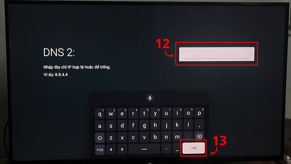 khắc phục tivi Sony không kết nối được WiFi bằng thay đổi địa chỉ IP bước 5 tiếp theo