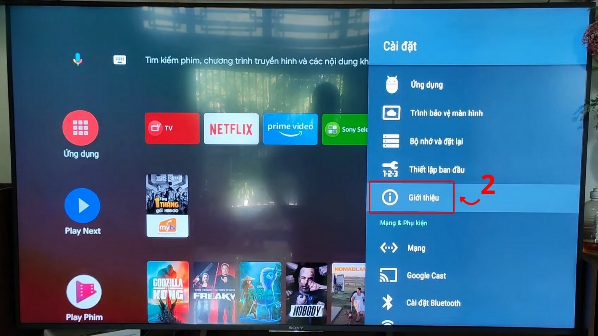 Cập nhật phần mềm tivi Sony bước 2