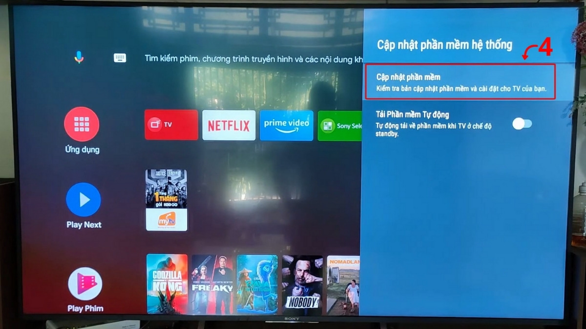 Cập nhật phần mềm tivi Sony bước 4