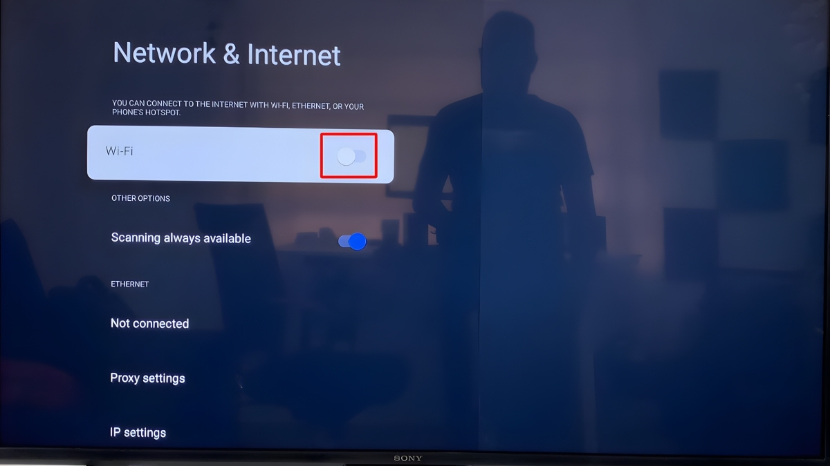 khắc phục tivi Sony không kết nối được WiFi bằng kết nối lại wifi trên tivi sony