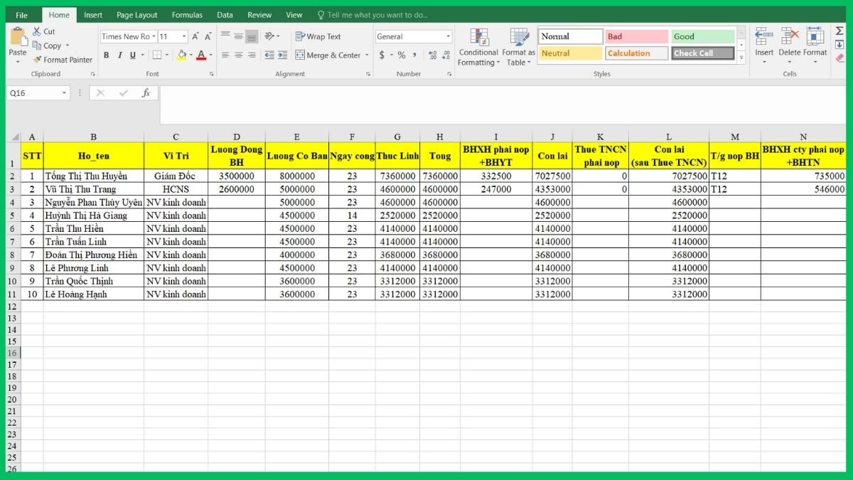 Chuẩn bị file Excel trước khi trộn