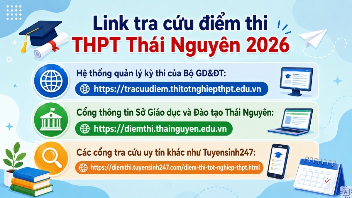 Link tra cứu điểm thi THPT Thái Nguyên 2026