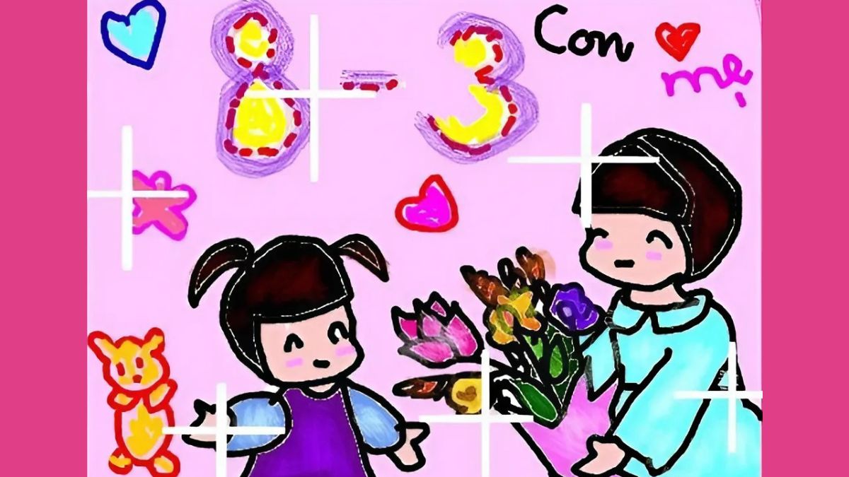 Mẫu tranh 8/3 tặng mẹ ấn tượng