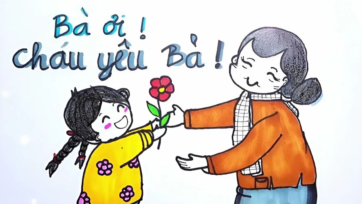 Mẫu tranh 8/3 tặng bà đẹp