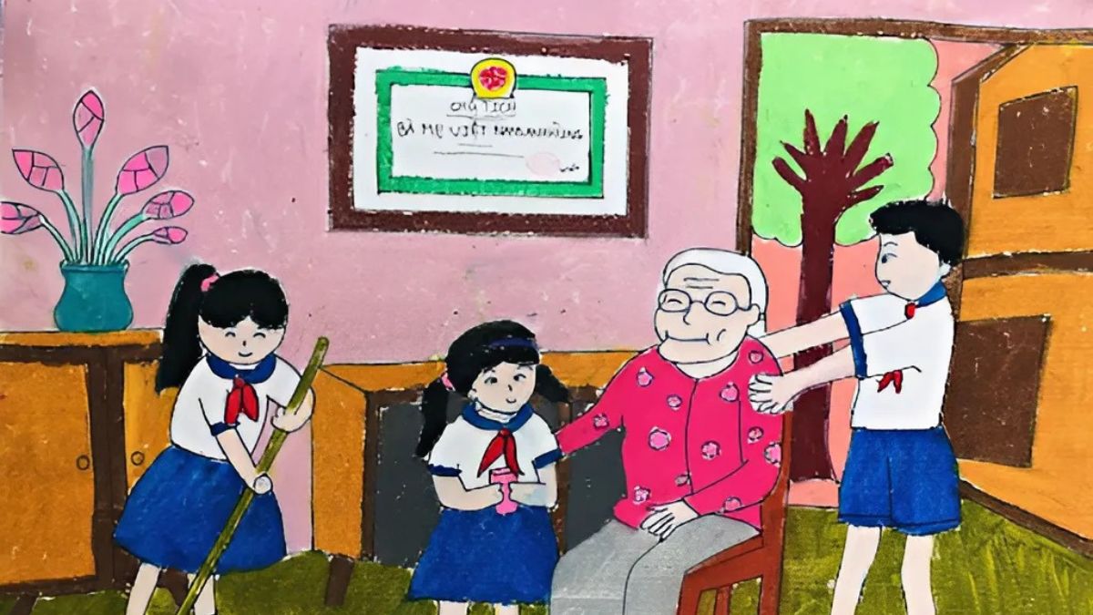 Mẫu tranh 8/3 tặng bà thu hút