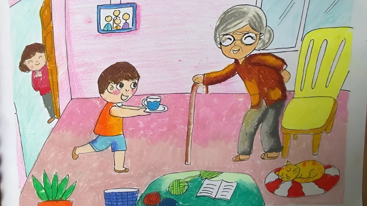 Mẫu tranh 8/3 tặng bà đơn giản
