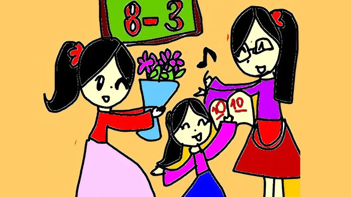 Mẫu tranh 8/3 tặng cô giáo đơn giản
