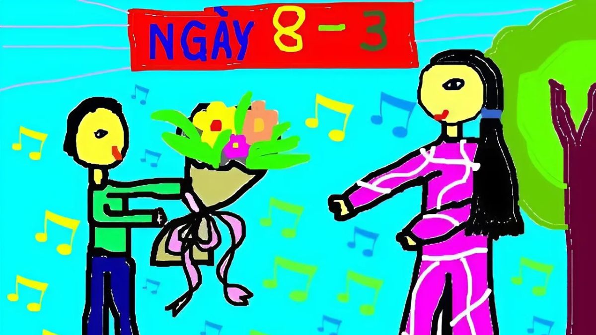 Mẫu tranh 8/3 tặng cô giáo đẹp
