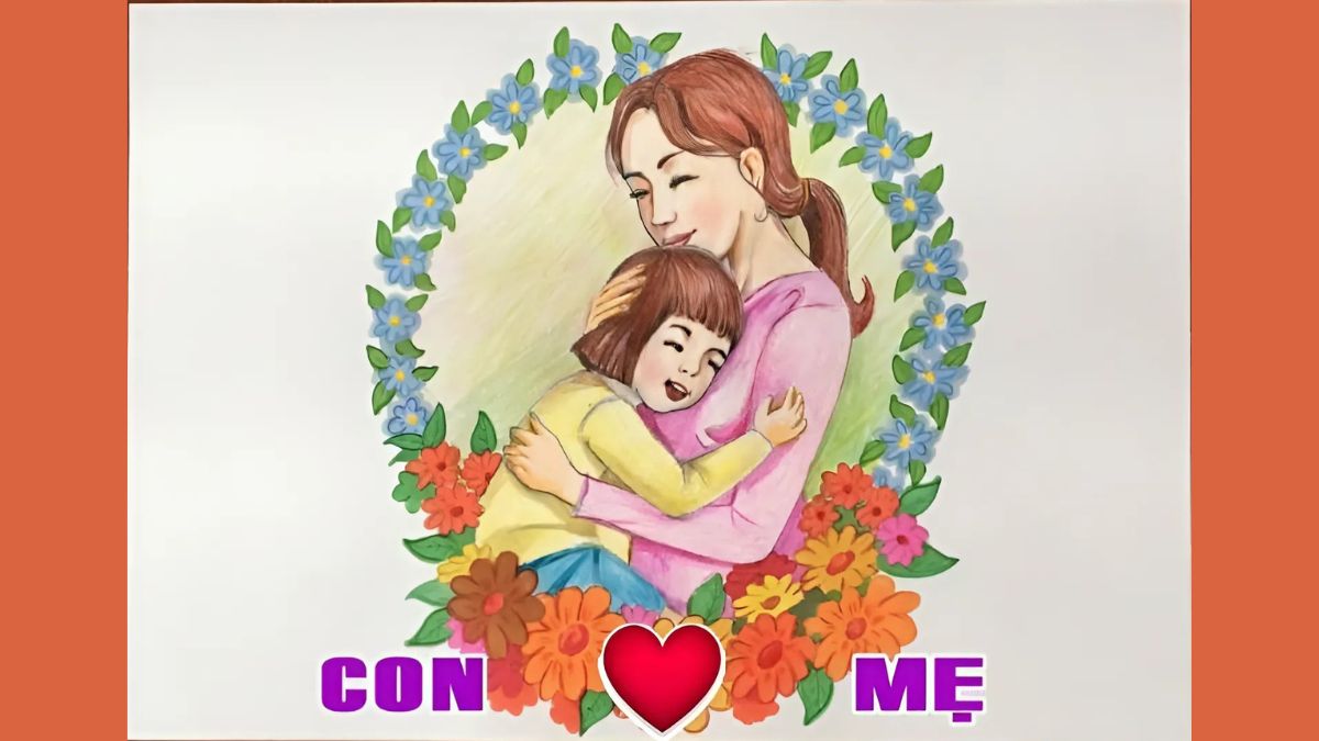 Mẫu tranh 8/3 tặng mẹ đẹp